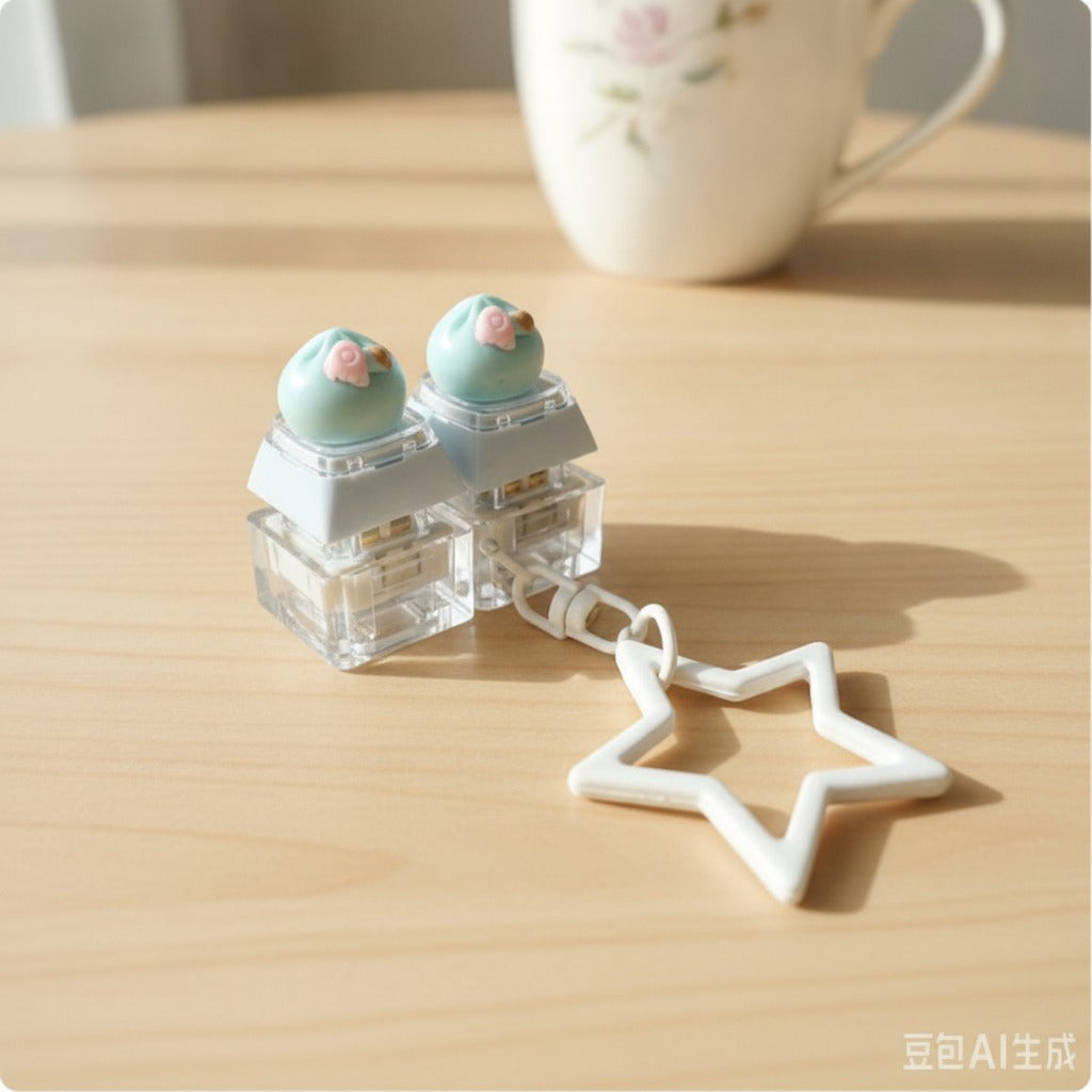 Dumpling Duo Keychain - Light Blue