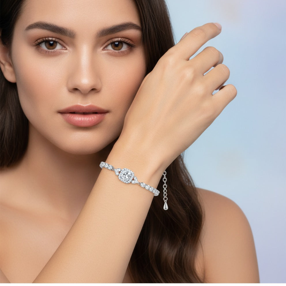 Cubic Zirconia Tennis Bracelet - Silver