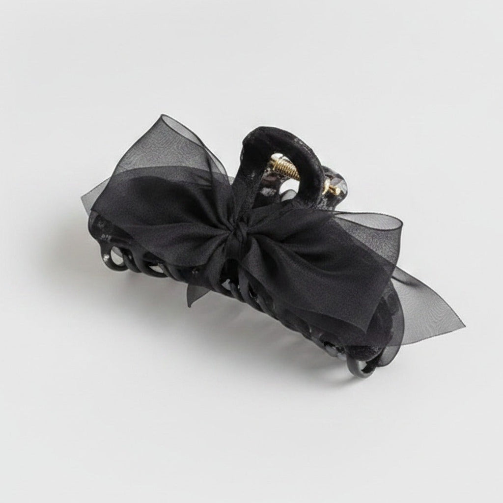 Black Mesh Bow Hair Claw Clip – hair accessories (view 1)