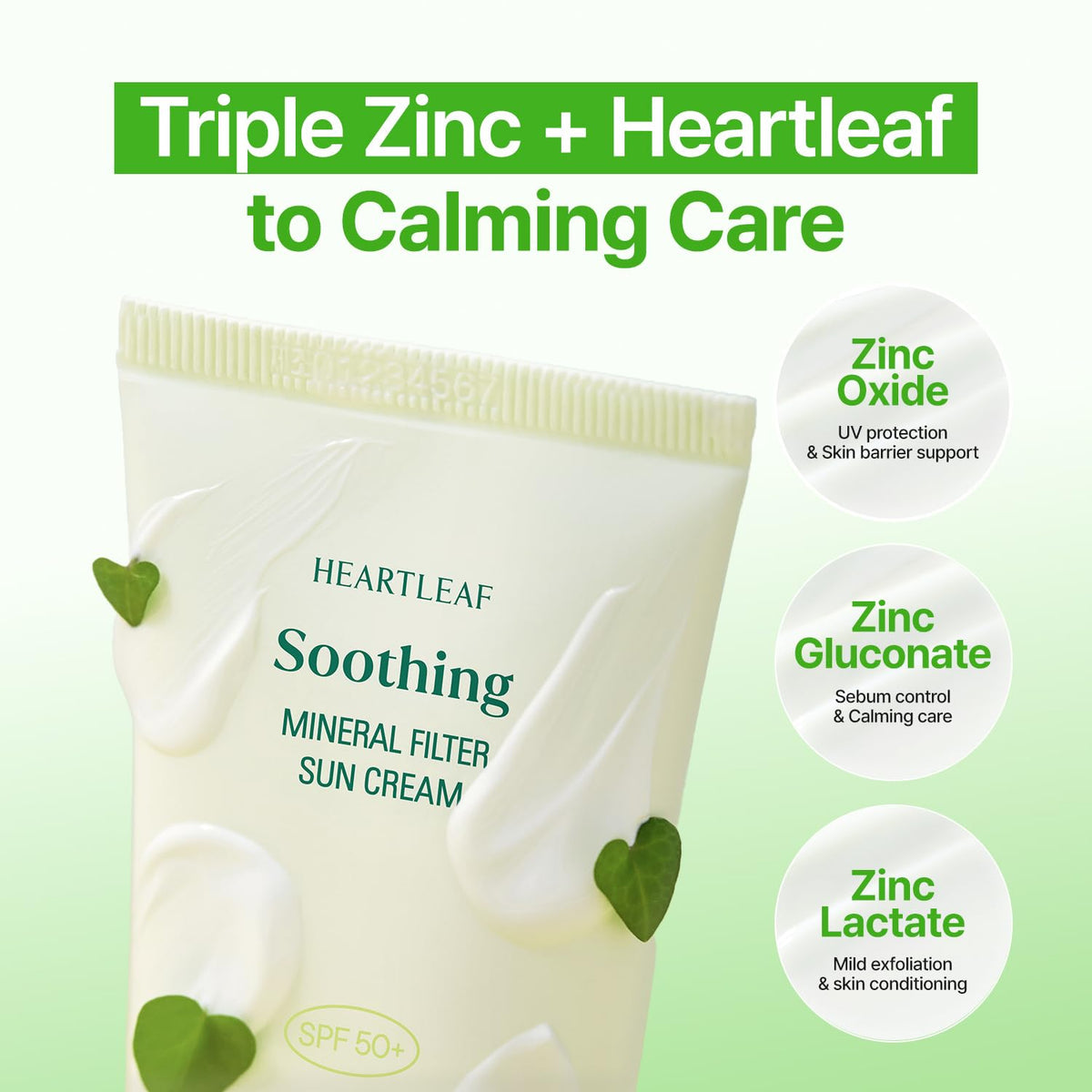 Heartleaf Soothing Zinc 100 Mineral Sunscreen SPF50 50ml