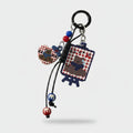Gingham Picnic Acrylic Keyring With Charm Dangles – novelty & toys (view 1)
