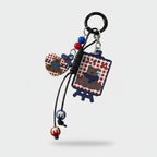 Gingham Picnic Acrylic Keyring With Charm Dangles – novelty & toys (view 1)