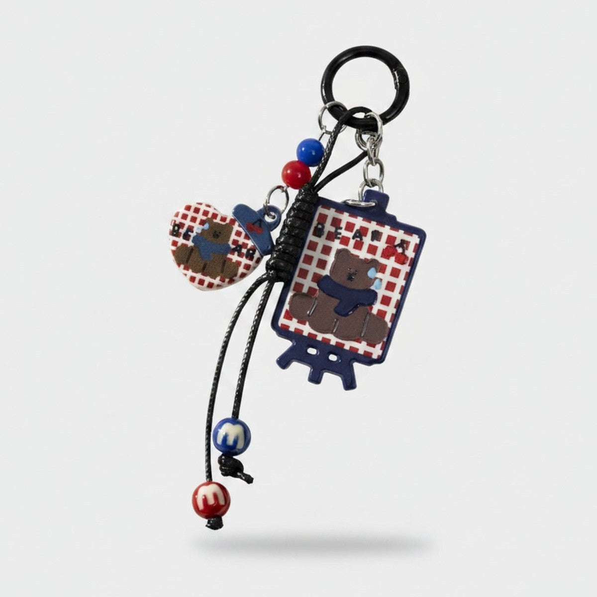 Gingham Picnic Acrylic Keyring With Charm Dangles – novelty & toys (view 1)
