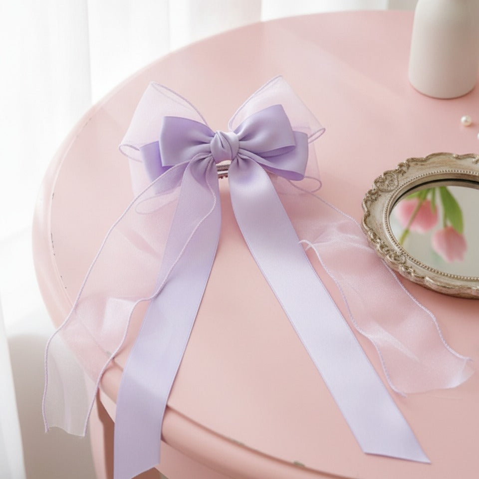 Sheer Bow Hair Claw - Purple