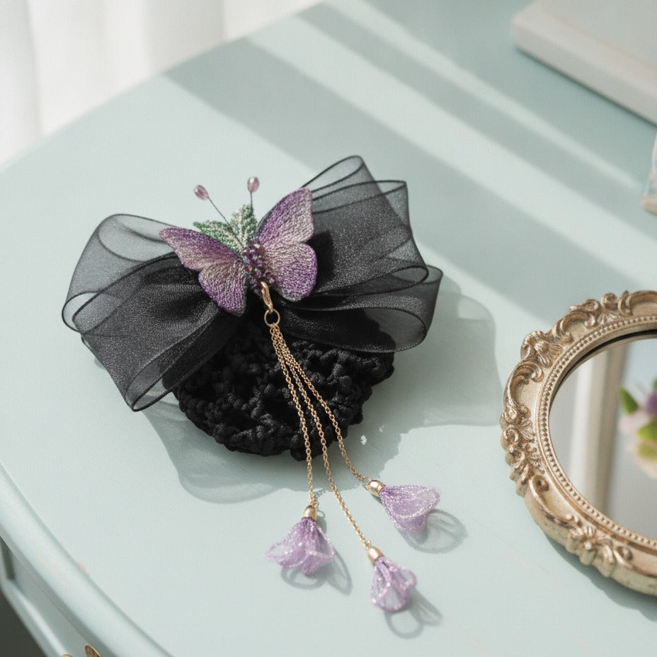 Butterfly Mesh Hair Claw Clip - Purple