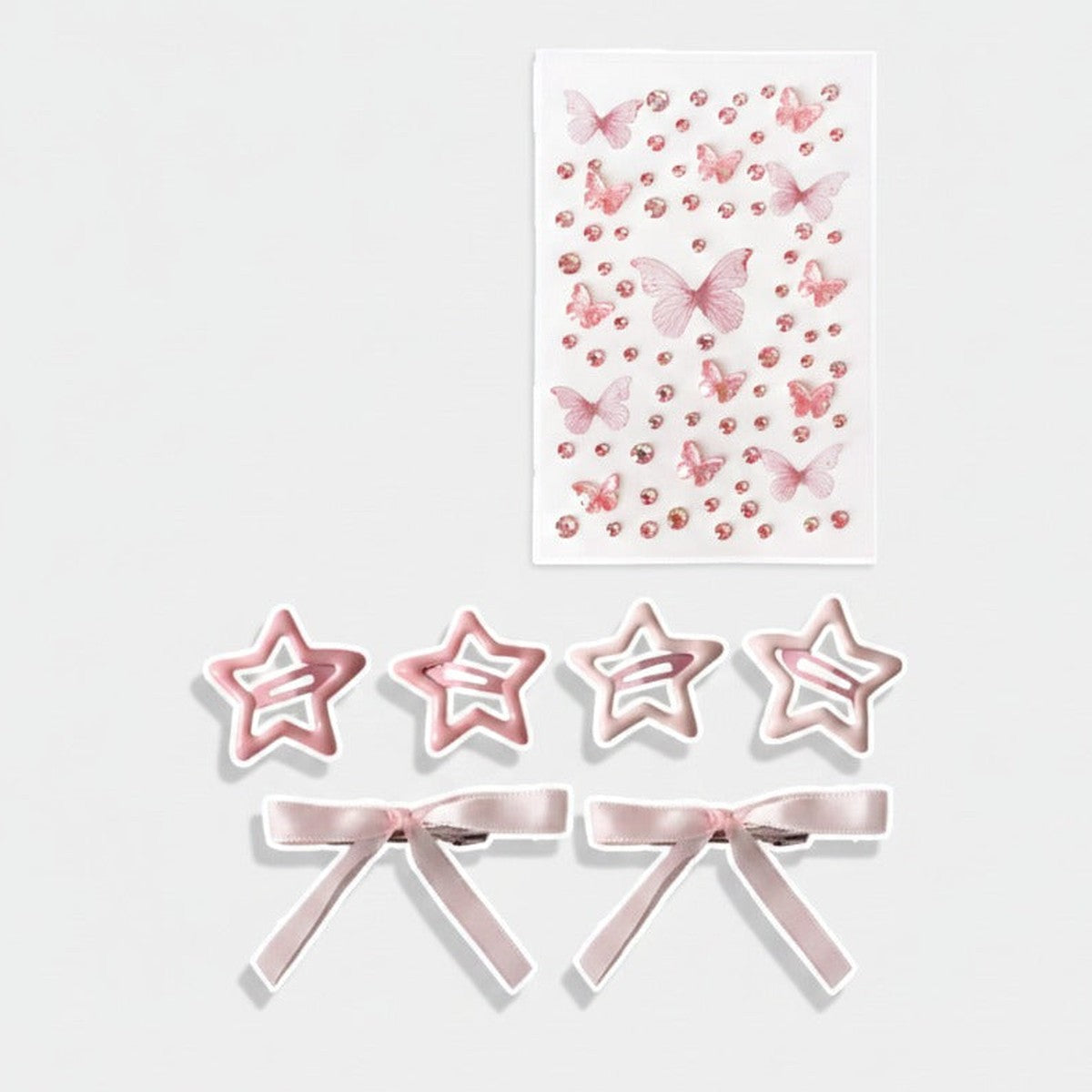 Butterfly & Star Hair Clip Set - Pink – hair accessories (view 1)