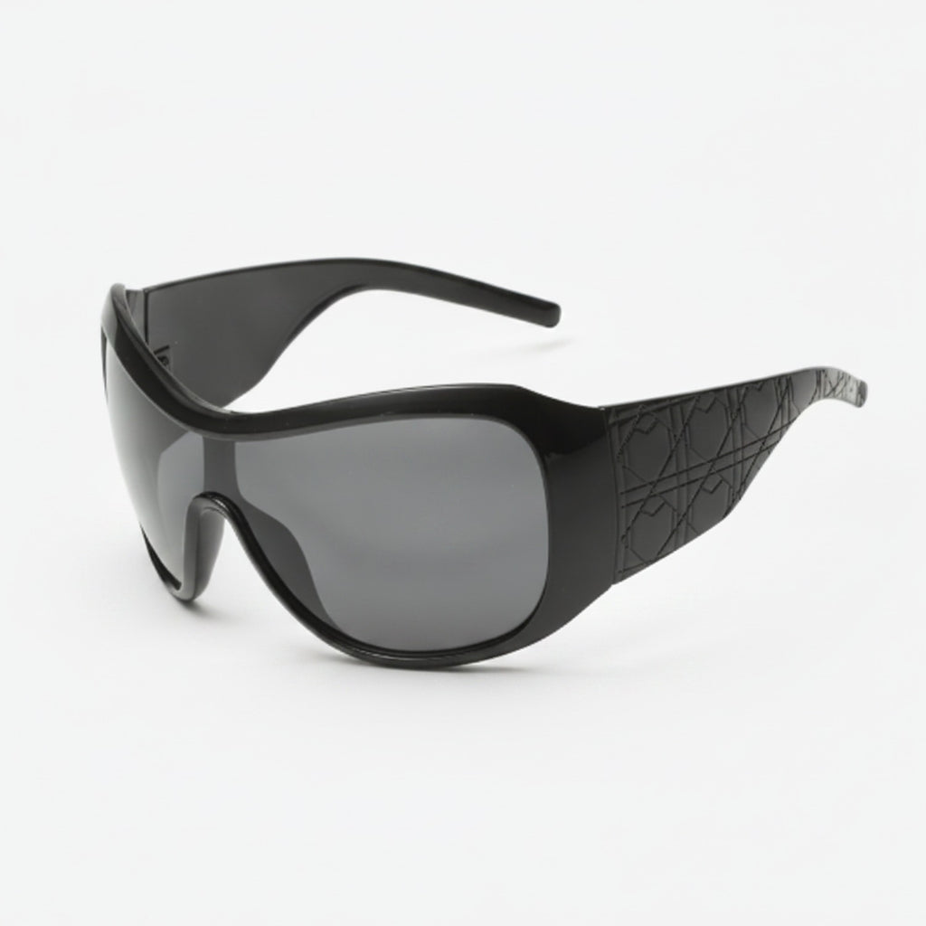 Oversized Shield Wrap Sunglasses - Black & Gray