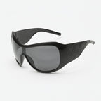 Oversized Shield Wrap Sunglasses - Black & Gray