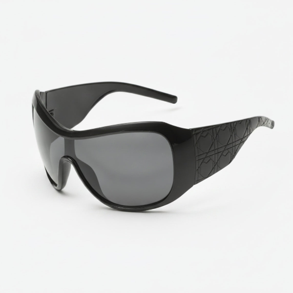 Oversized Shield Wrap Sunglasses - Black & Gray