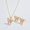 Butterfly Shell Necklace & Earring Set - Gold