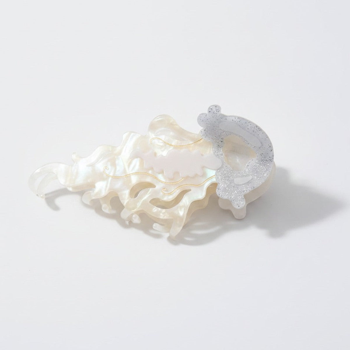 Wavy Leaf Hair Claw Clip - White