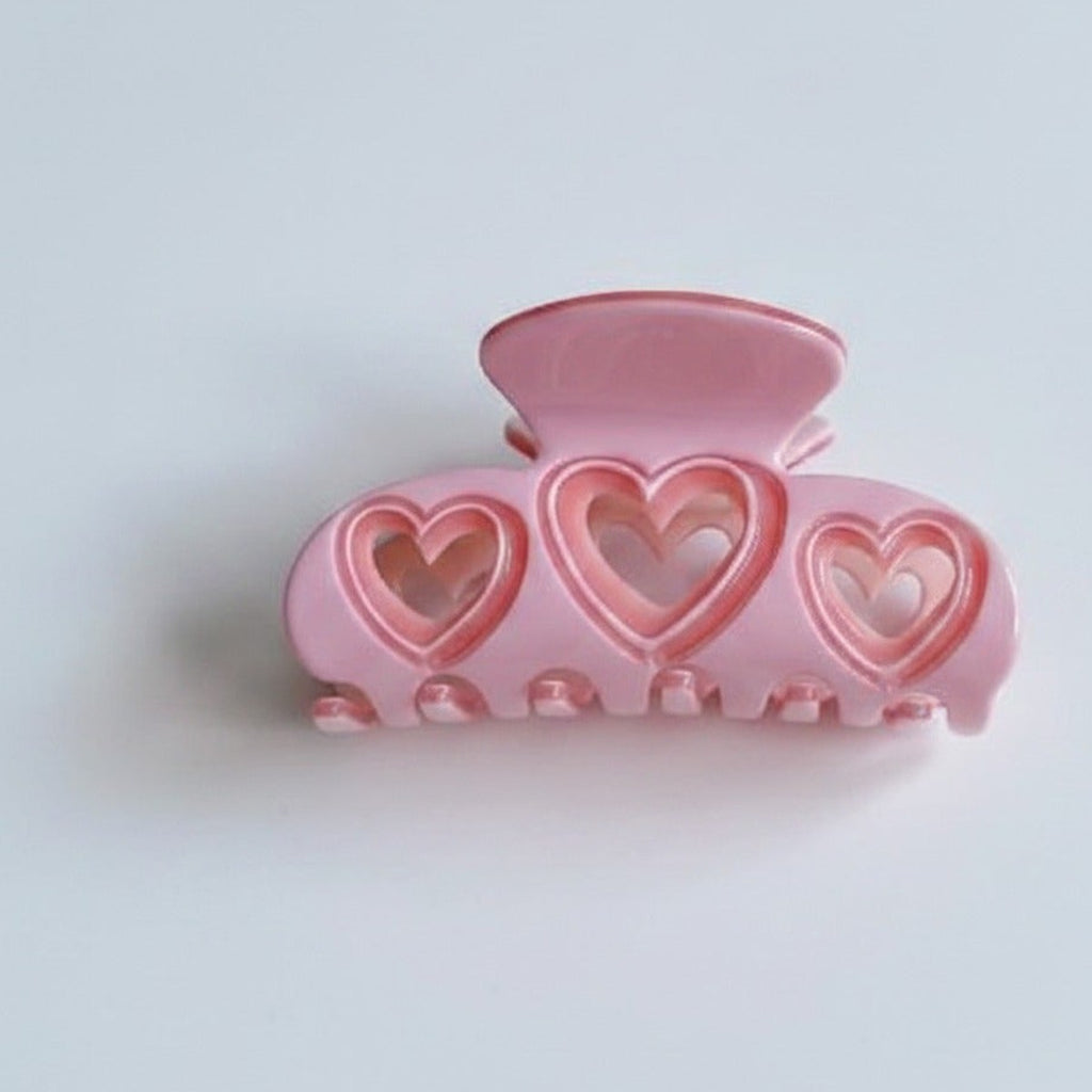 Heart Cutout Hair Claw Clip - Barbie Pink – hair accessories (view 1)