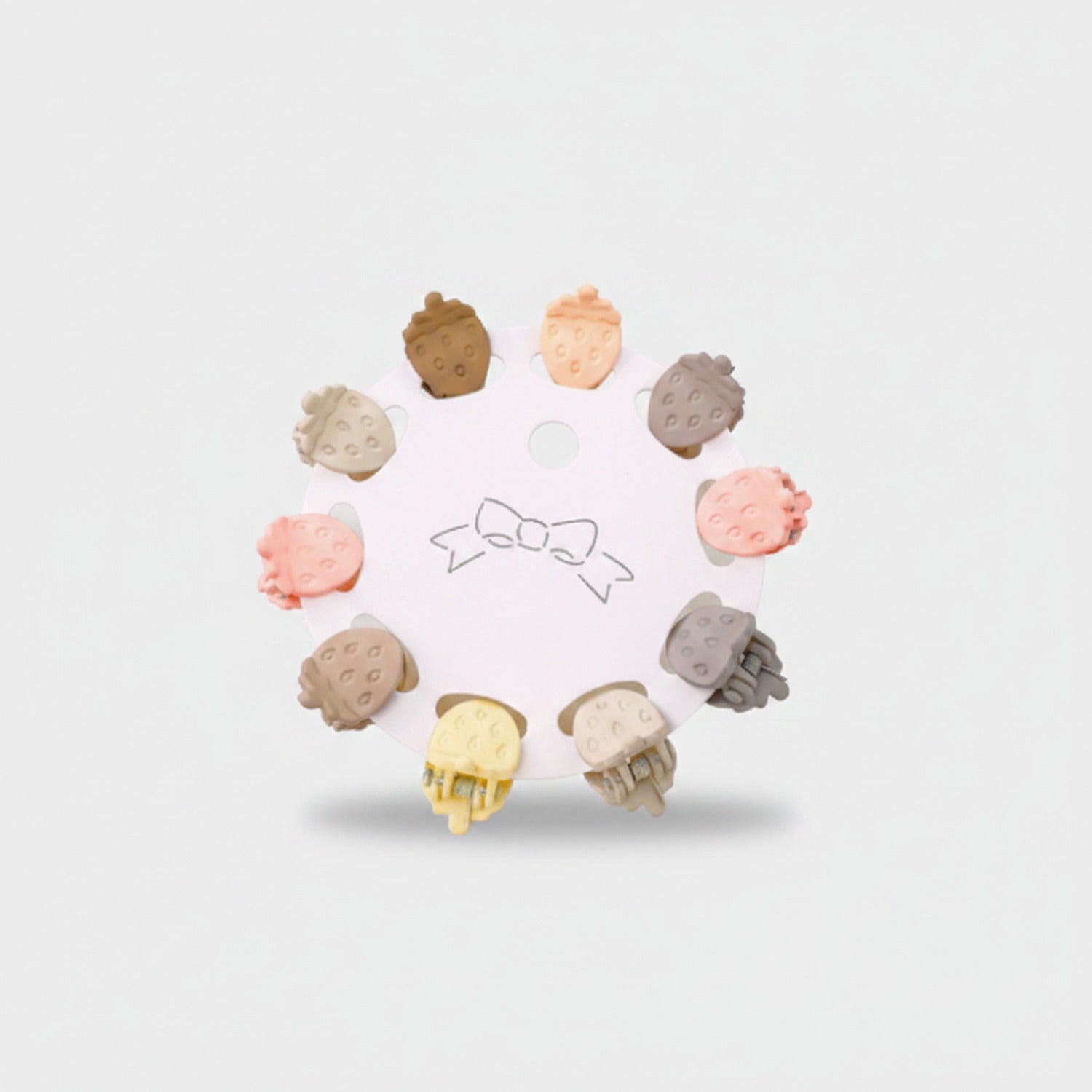 Blue Flower Hair Clips Set Tan Strawberry