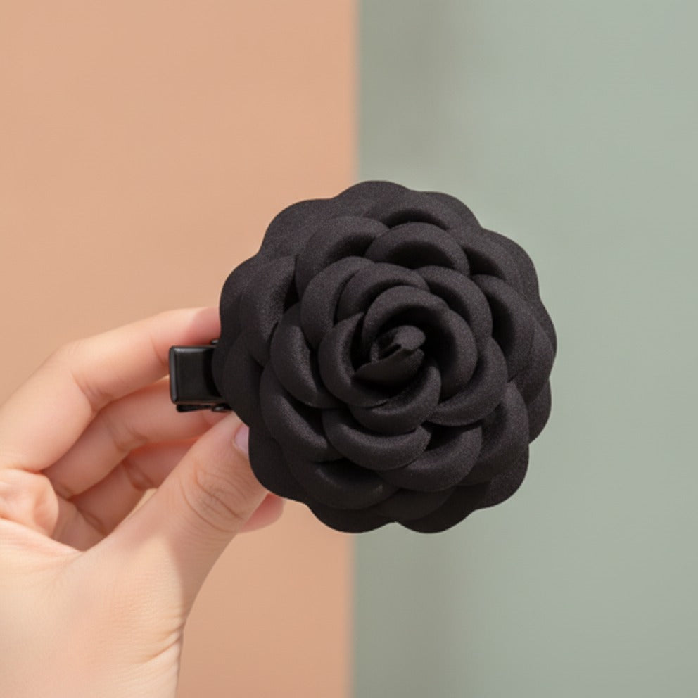 Rose Bloom Hair Claw - Black