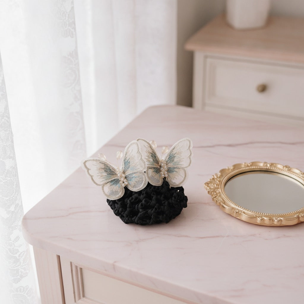 Embroidered Butterfly Hair Claw - Champagne