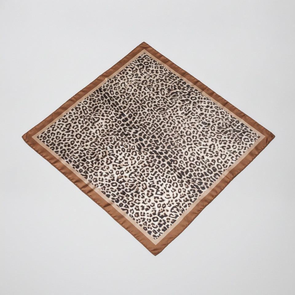 Leopard Polka Dot Satin Scarf - Light Brown