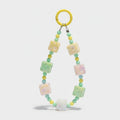 Pastel Dice Beaded Keychain - Green & Yellow