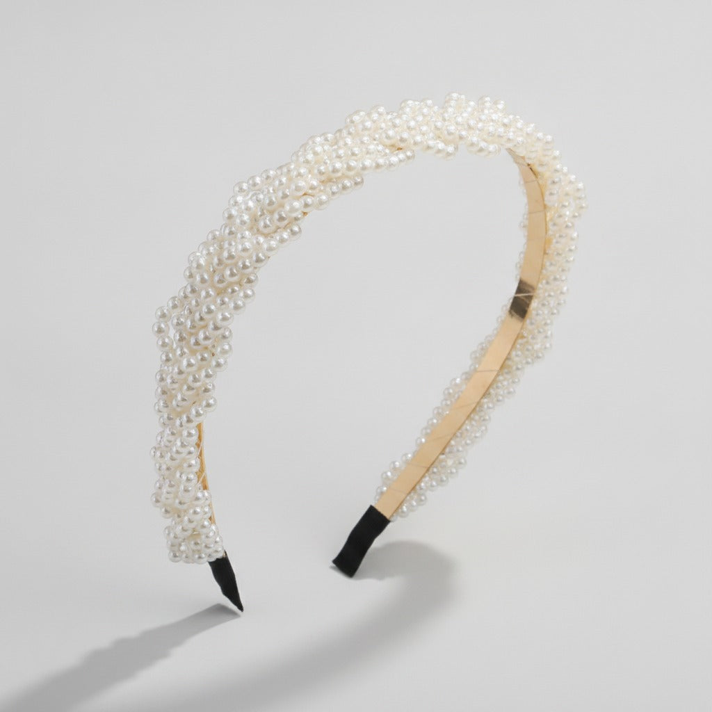 Beaded Padded Headband - Pearl