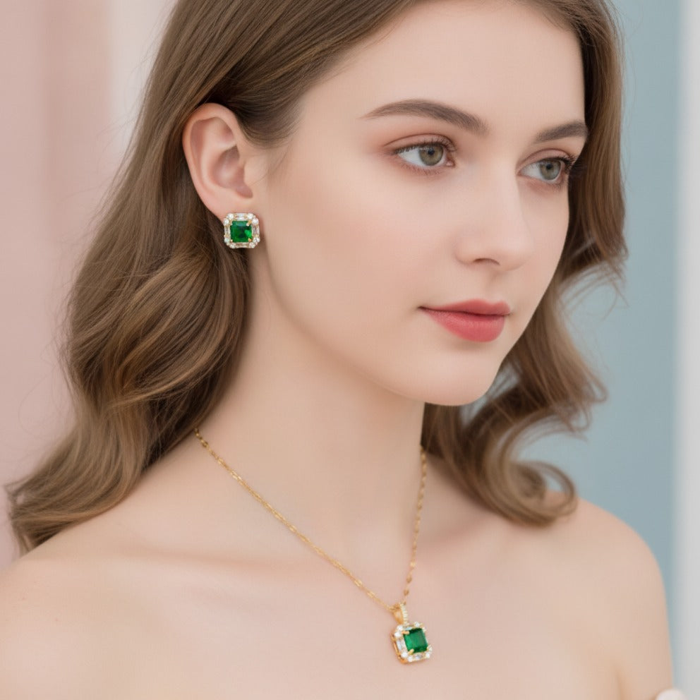 Emerald Crystal Jewelry Set