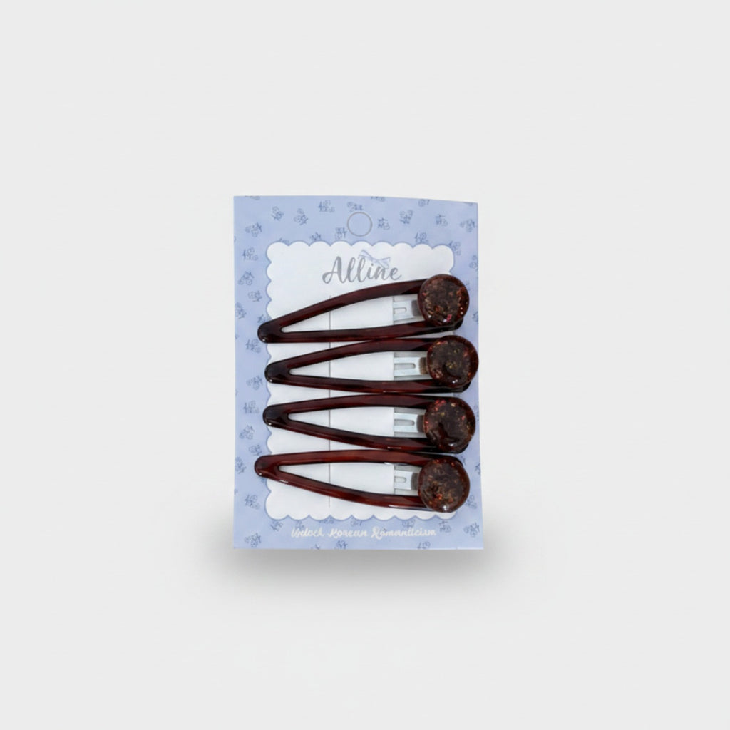 Sparkle Bead Hair Clip Set Brown Sparkle