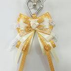 Rosette Ribbon Bow Bag Charm - Yellow
