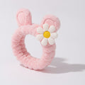 Fuzzy Pink Daisy Flower Hair Scrunchie – hair accessories (view 1)