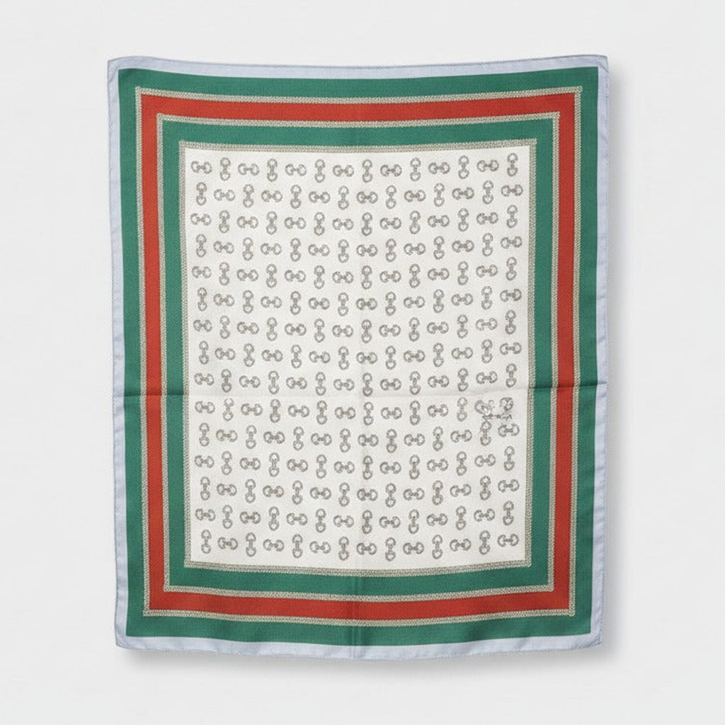 Equestrian Bit Print Silk Scarf - Green & Red