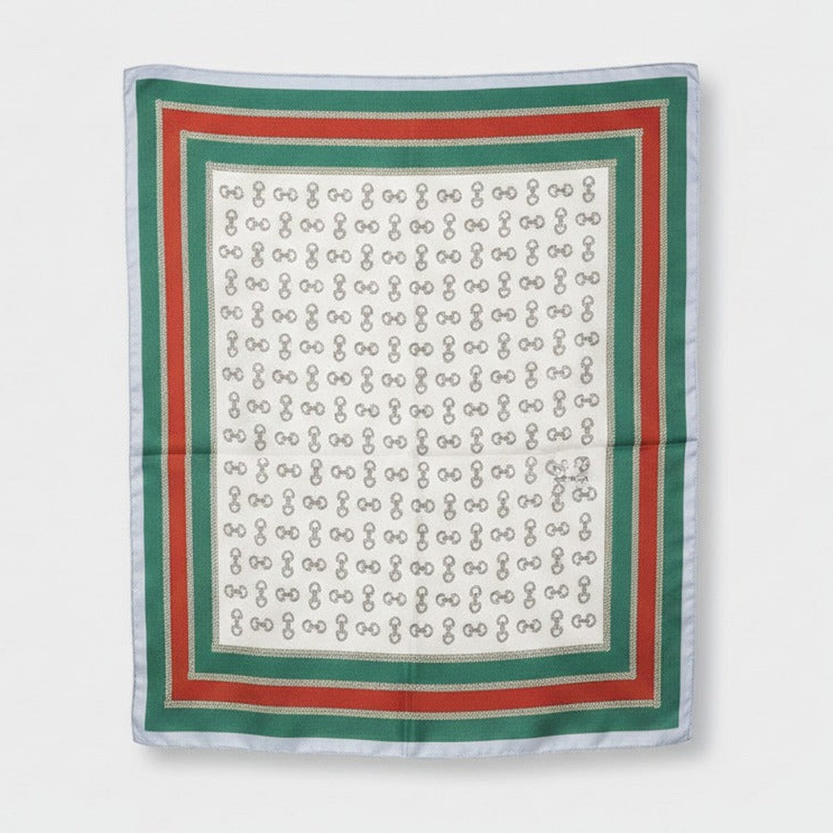 Equestrian Bit Print Silk Scarf - Green & Red