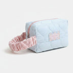 Quilted Cosmetic Bag With Scrunchie - Blue Large – bags & wallets (view 1)