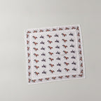 Equestrian Print Square Scarf - Cream & Chocolate