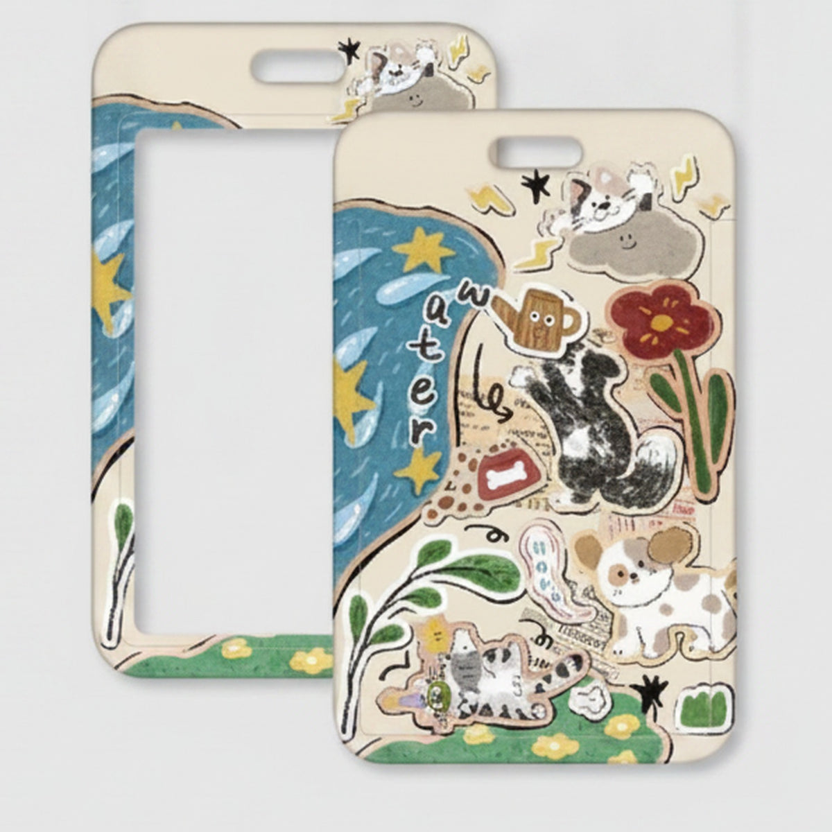 Cute Illustrated ID Card Holder Lanyard Set – stationery (view 1)