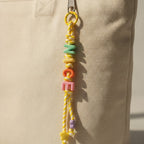 Beaded Letter Charm Keychain - Type 4