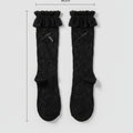 Lace Ruffle Knee High Socks - Black