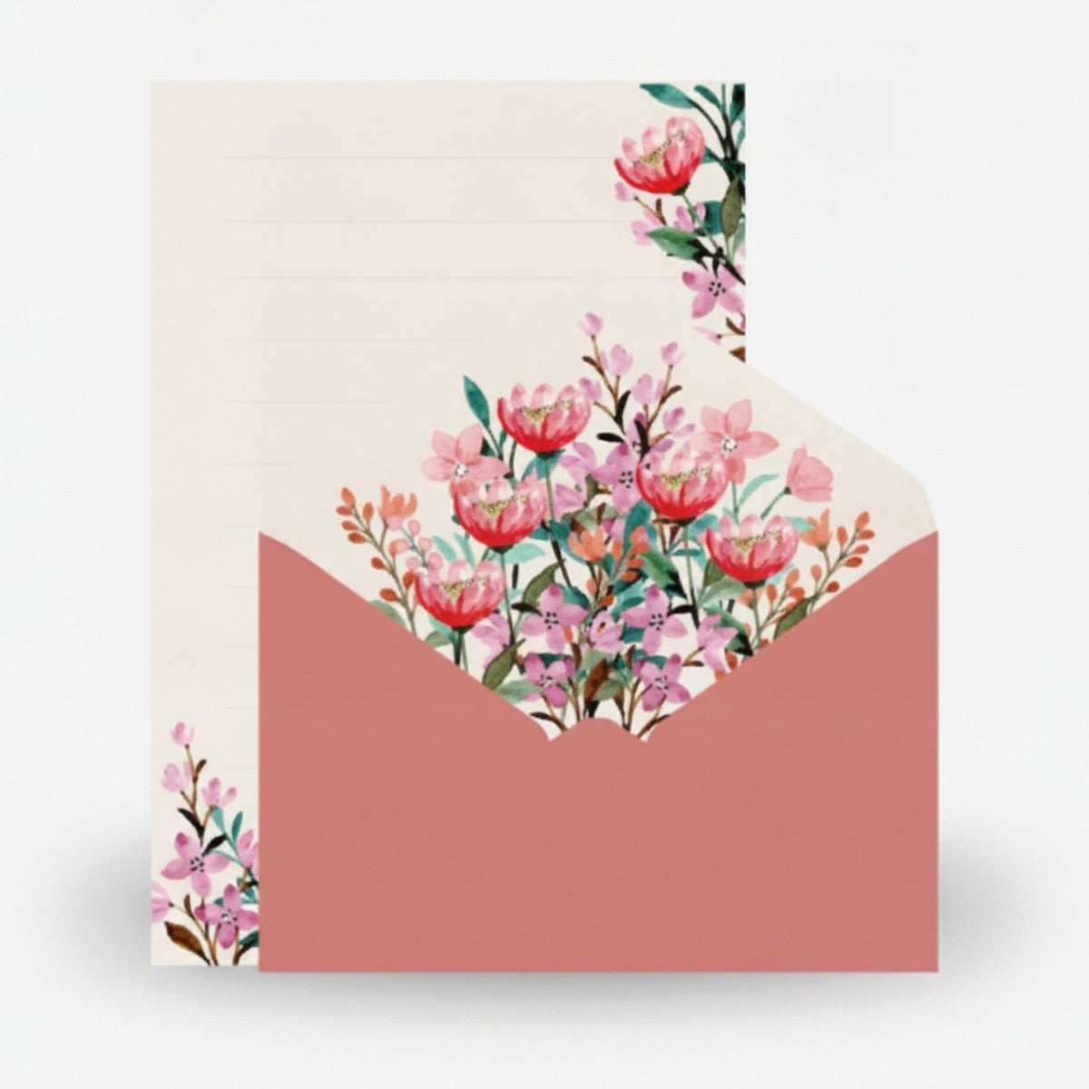 Floral Envelope Stationery Set Pink (view 1)