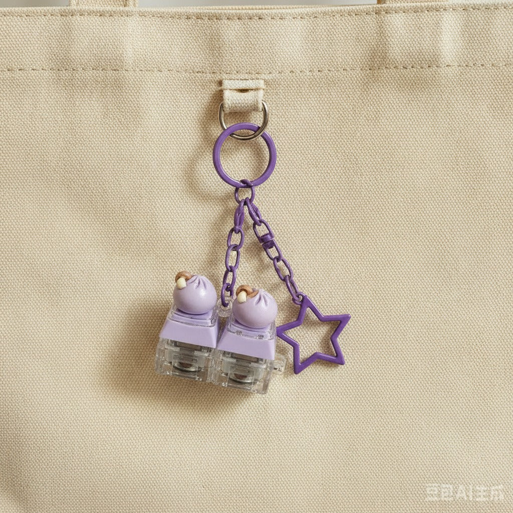 Dumpling Duo Keychain - Light Purple