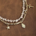 Ocean Boho Natural Stone Double Layer Bag Chain Charm - Gold