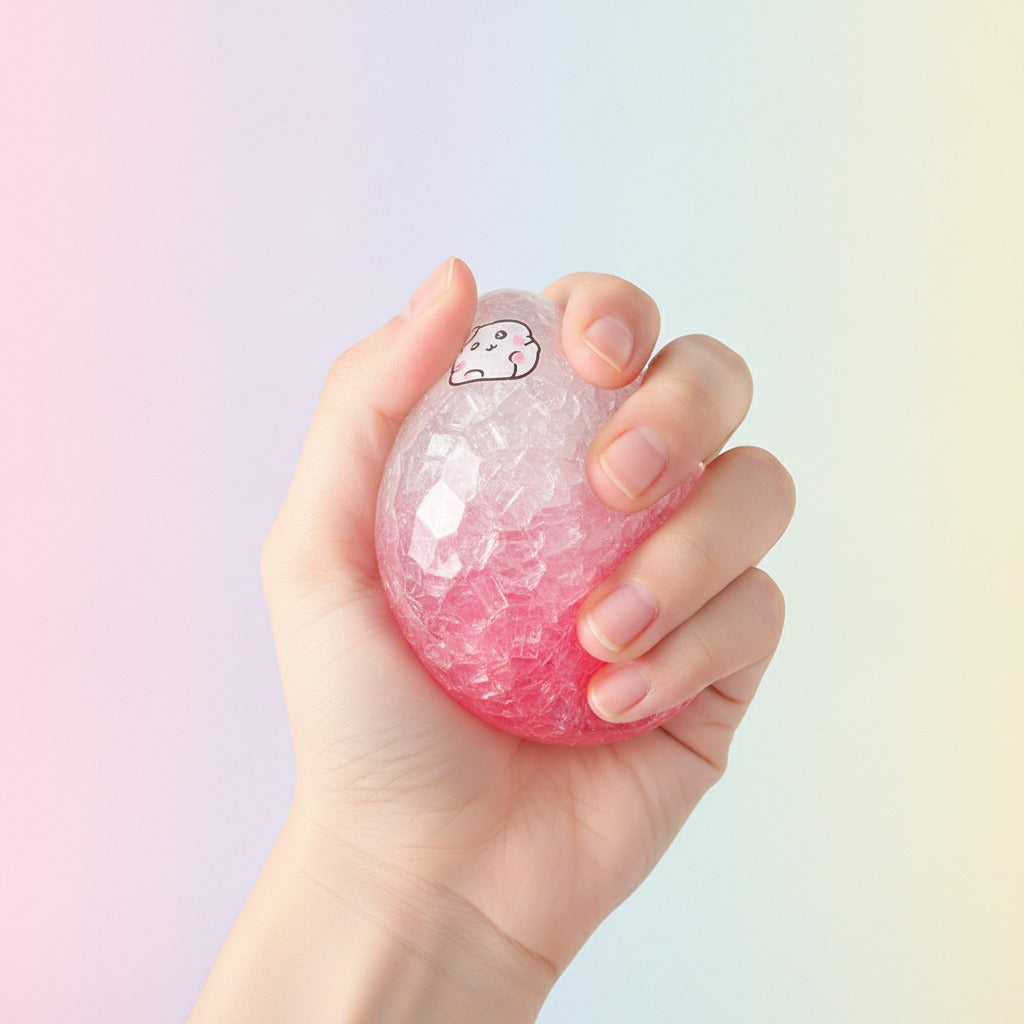 Sparkly Squishy Ball - Pink - squeeze in hand