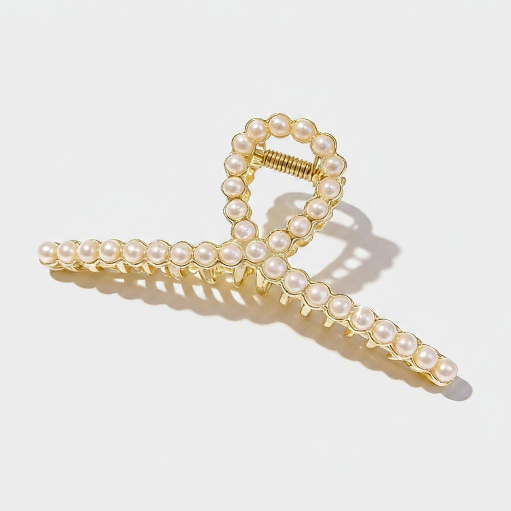 Pearl Beaded Gold Hair Claw Clip – hair accessories (view 1)