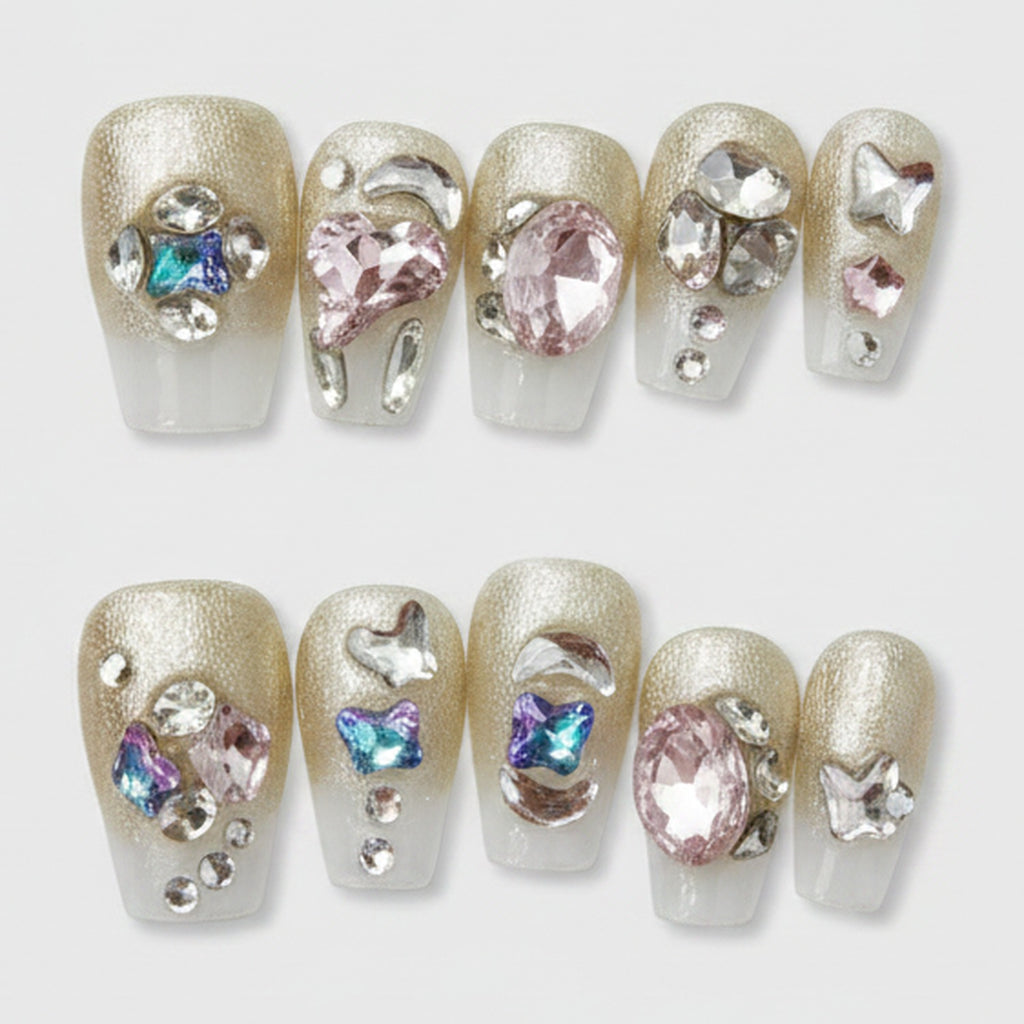 Sparkle Statement Press-On Nail Set - Crystal Mix