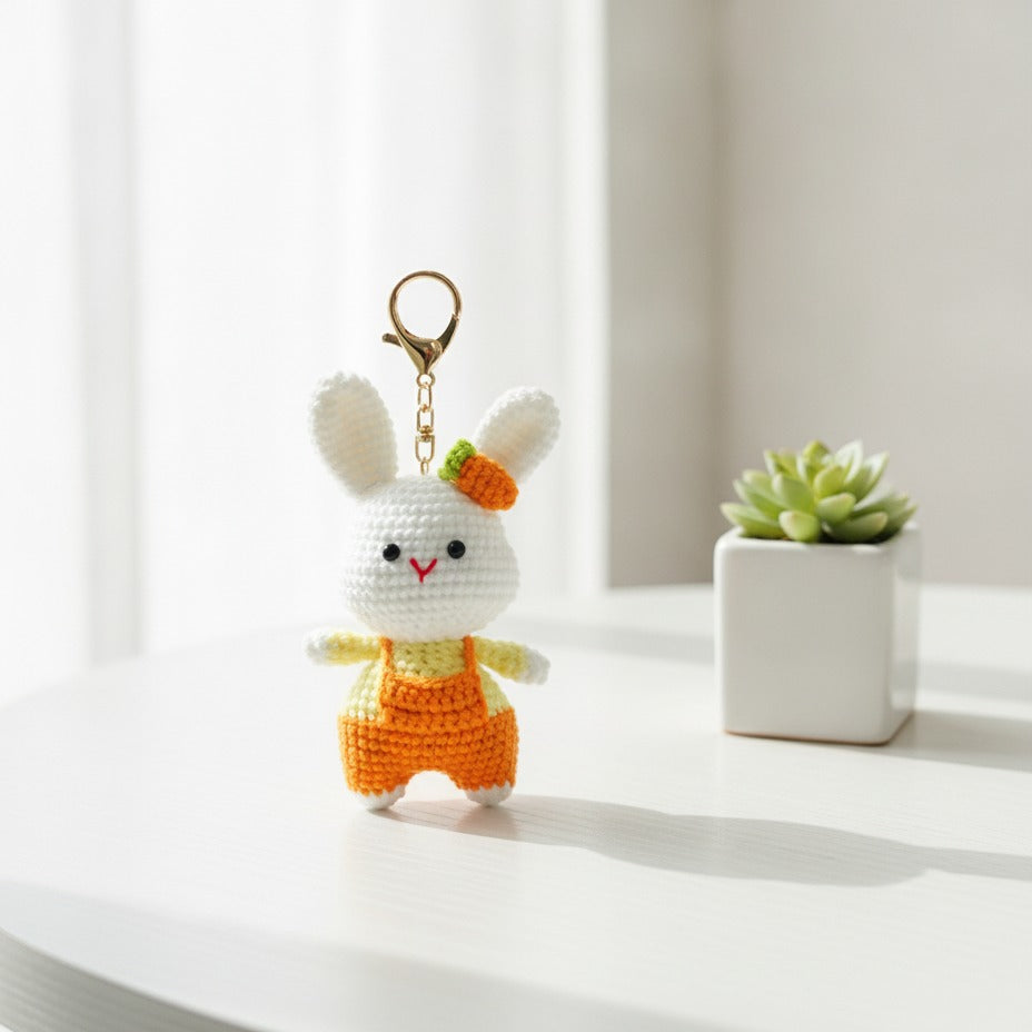 Mini Crochet Keychain DIY Kit - Overalls Bunny