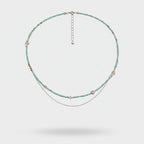 Beaded Layered Necklace With Rose Quartz Accents – jewelry (view 1)