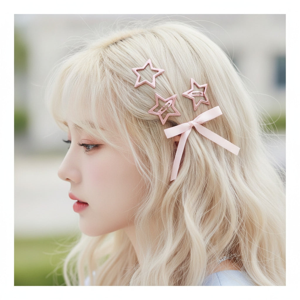 Butterfly & Star Hair Clip Set Pink
