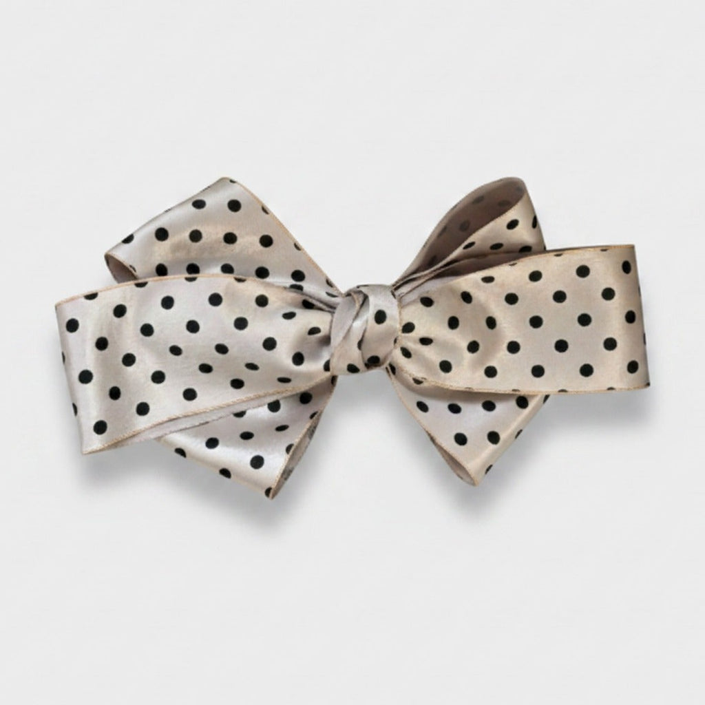 Polka Dot Bow Hair Clip Cream – hair accessories (view 1)