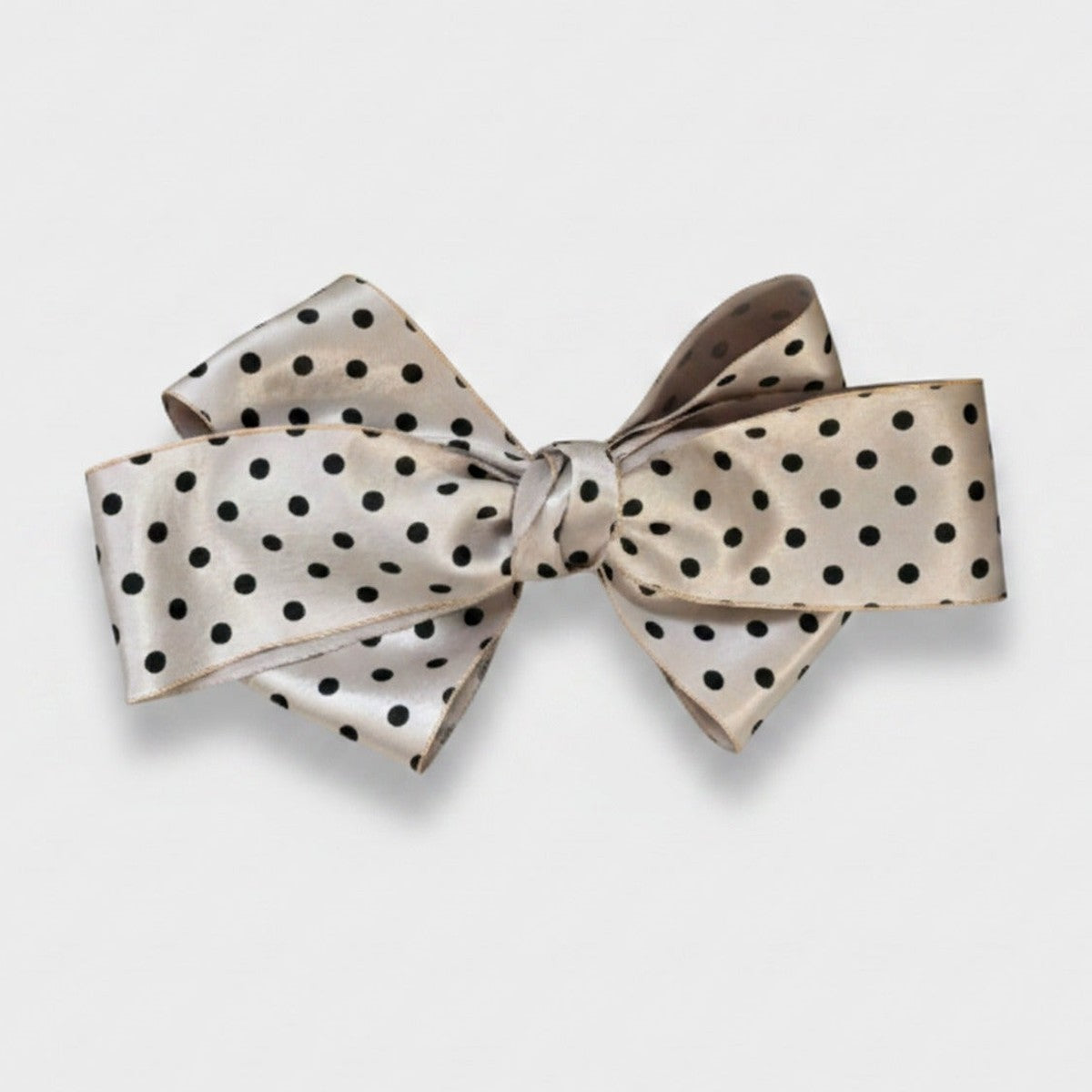 Polka Dot Bow Hair Clip Cream – hair accessories (view 1)