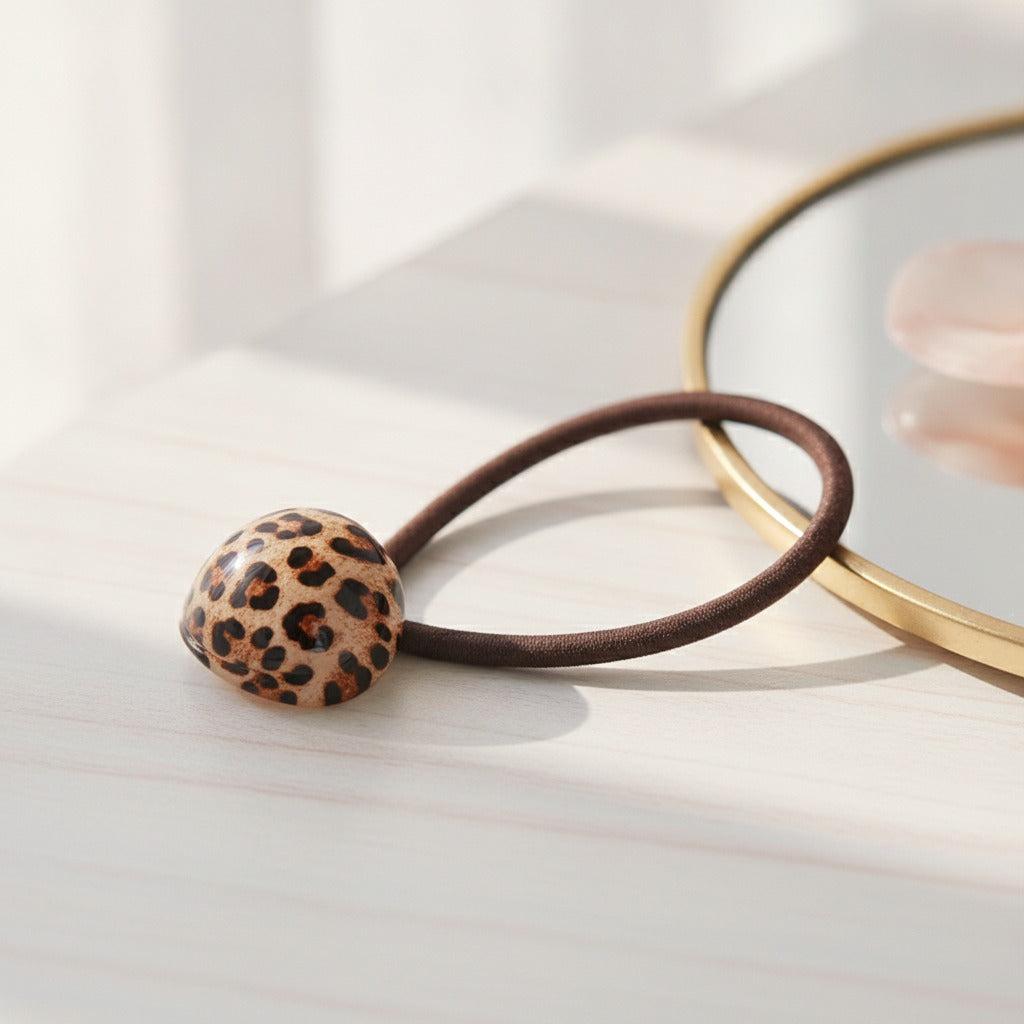 Bubble Gem Hair Tie - Leopard