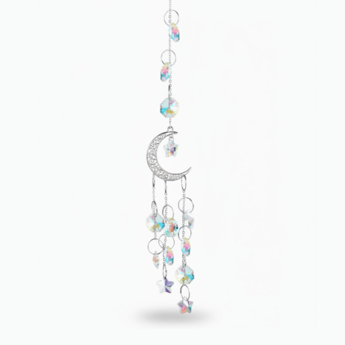 Celestial Moon Crystal Charm - Silver