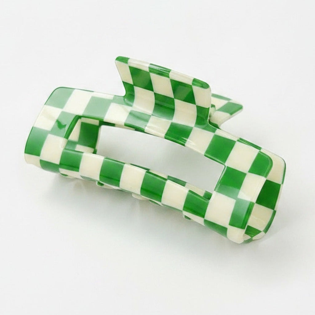 Hair Claw Clip - Green Grid 10.5cm – hair accessories (view 1)