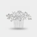 Crystallized Flower Hair Comb Silver