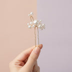 Pearl Hair Pin Set - Gold & White Pearl