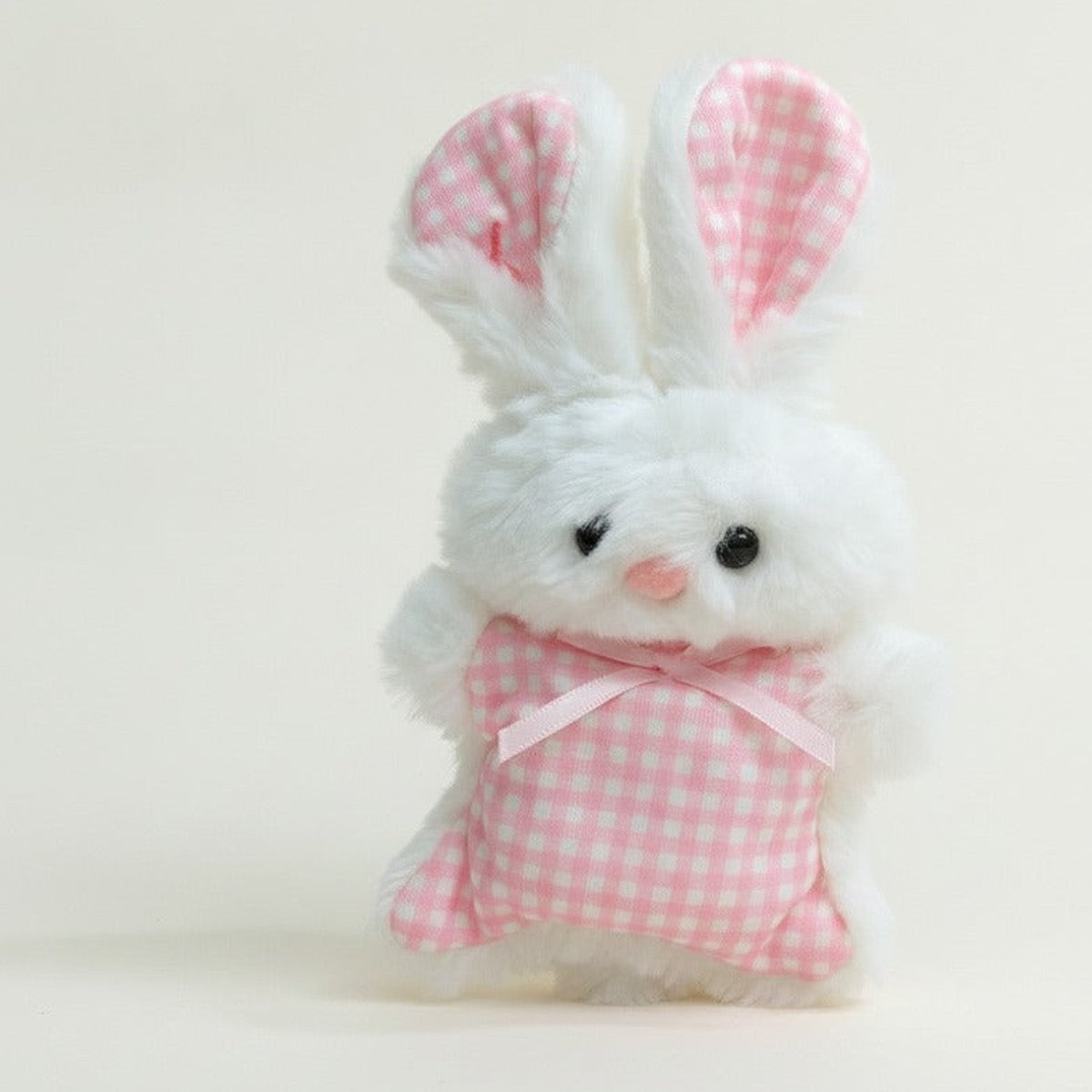 Fluffy Gingham Bunny Plush Charm – novelty & toys (view 1)